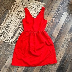 Red Gianni Bini Red Scalloped V Neck Dress Sz. M